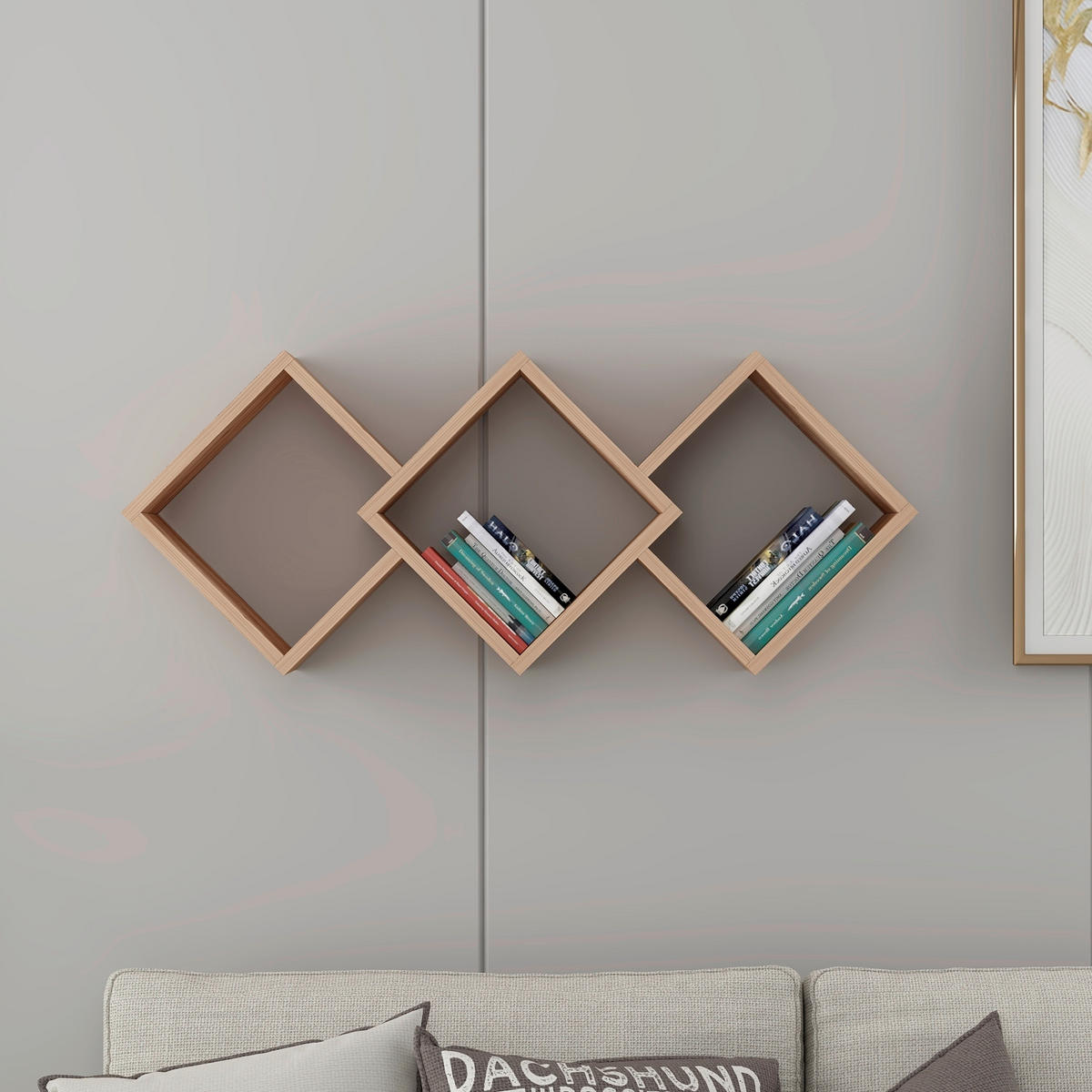 WANDREGAL  - Kieferfarben, Design, Holzwerkstoff (102/42/20cm) - Livetastic