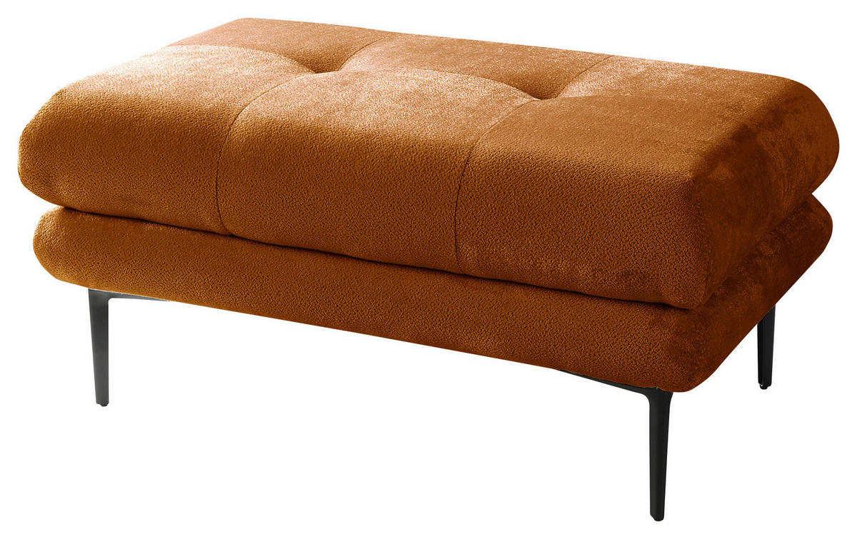 HOCKER in Textil Rostfarben  - Rostfarben/Schwarz, Design, Textil/Metall (80/48/80cm) - MID.YOU