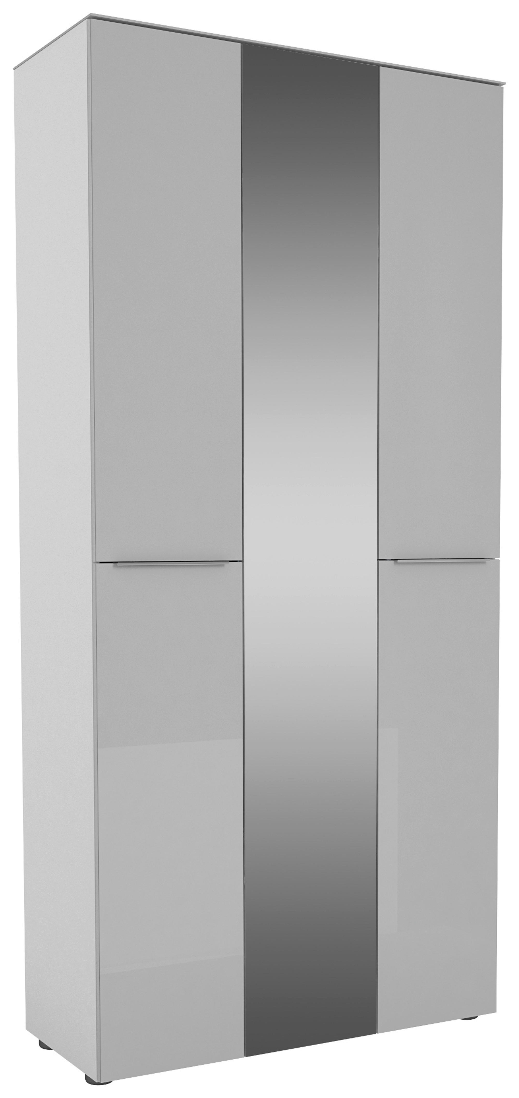GARDEROBENSCHRANK Grau, Weiß  - Chromfarben/Weiß, Design, Glas/Holzwerkstoff (90/195/40cm)