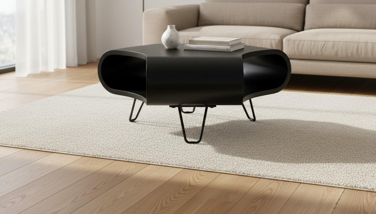 COUCHTISCH 95/95/39 cm Akazie vollmassiv dreieckig Schwarz einfacher Aufbau  - Schwarz, Design, Holz/Metall (95/95/39cm) - Livetastic