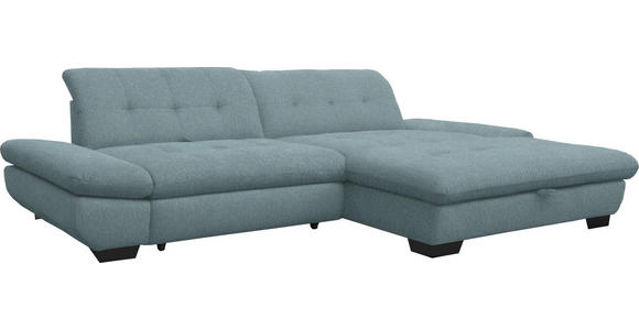 ECKSOFA in Mikrofaser Pastellblau  - Pastellblau/Schwarz, Design, Textil/Metall (290/198cm) - Xora