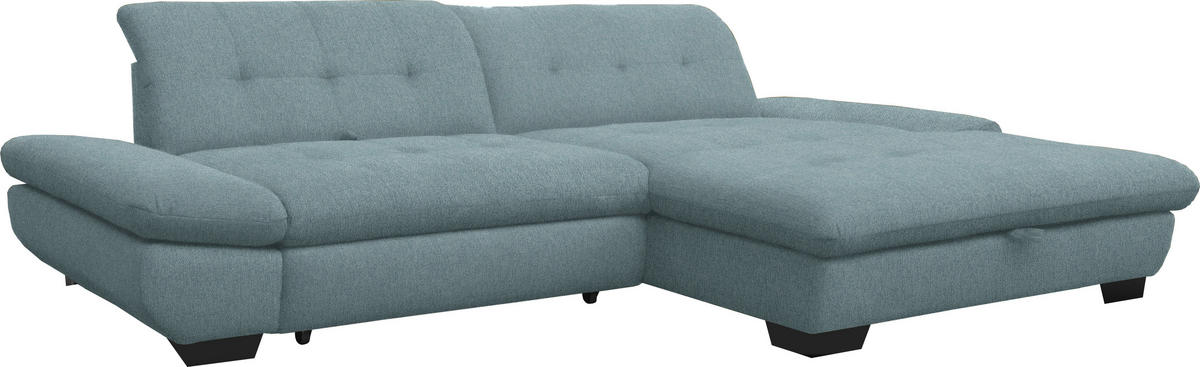 ECKSOFA in Mikrofaser Pastellblau  - Pastellblau/Schwarz, Design, Textil/Metall (290/198cm) - Xora