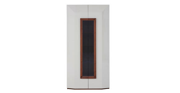 VITRINE in furniert Nussbaum Weiß, Nussbaumfarben - Nussbaumfarben/Weiß, Design, Holz/Holzwerkstoff (100/200/46cm) - Ambiente