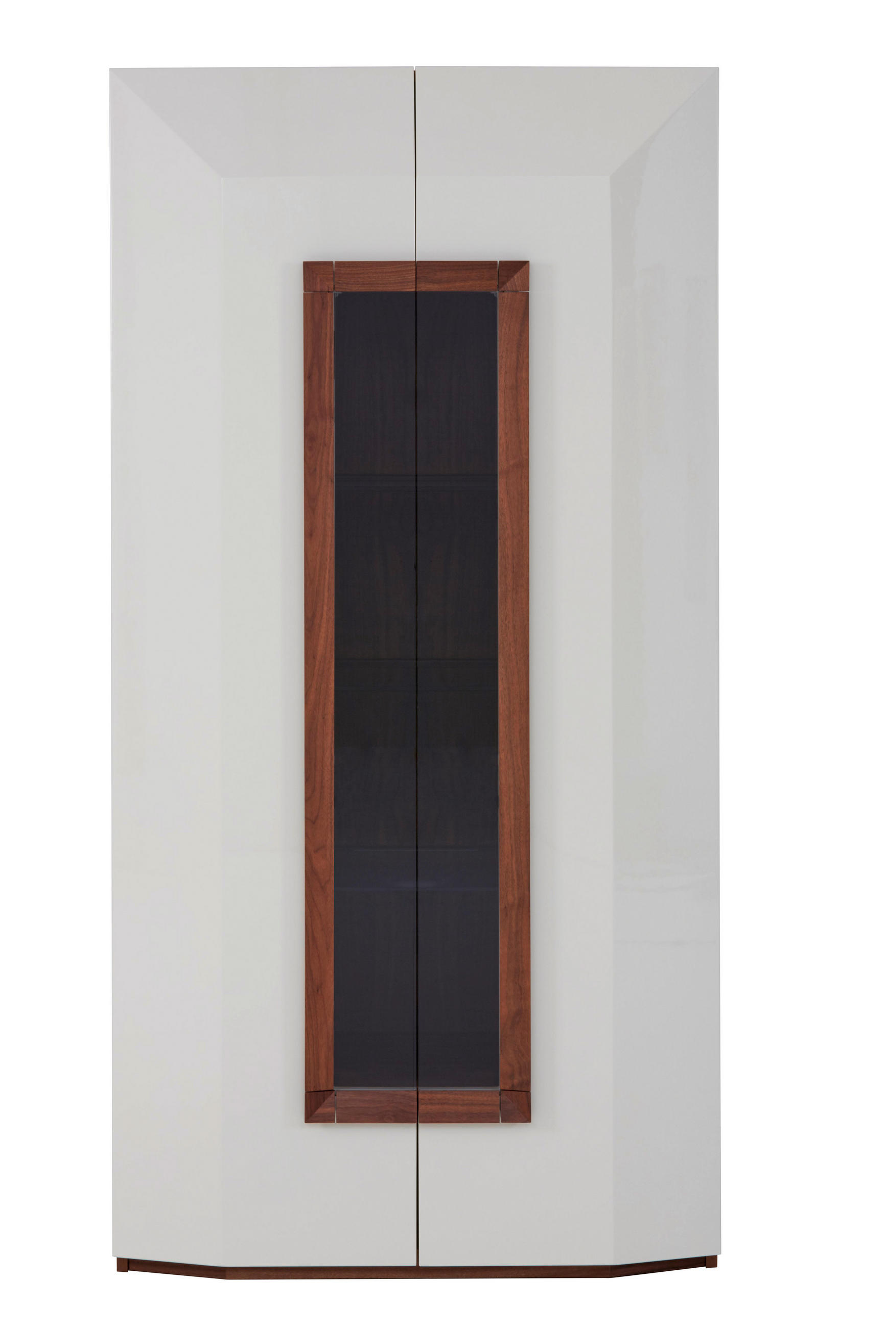 VITRINE Porto Weiss, Nussbaumfarben  100/200/46 cm  - Weiss/Nussbaumfarben, Design, Holz/Holzwerkstoff (100/200/46cm) - Ambiente