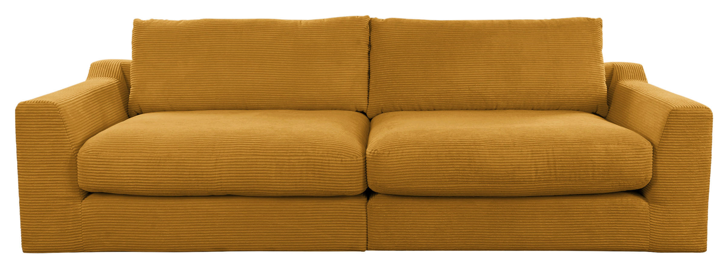 BIGSOFA in Cord Senfgelb  - Senfgelb/Schwarz, Design, Kunststoff/Textil (276/90/109cm) - home24