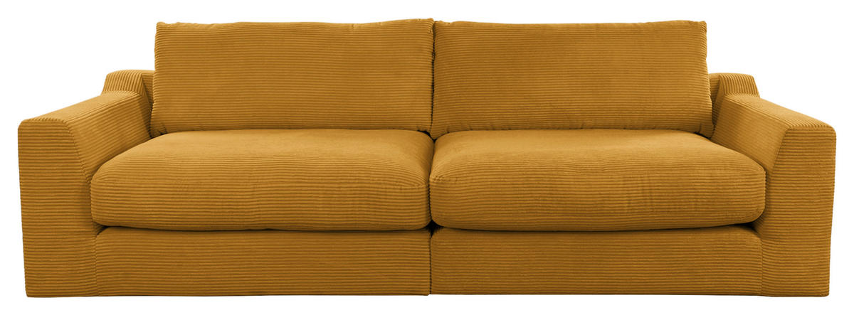 BIGSOFA in Cord Senfgelb  - Senfgelb/Schwarz, Design, Kunststoff/Textil (276/90/109cm) - Sit & More
