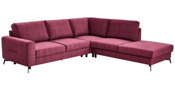 ECKSOFA Bordeaux Chenille  - Bordeaux/Schwarz, KONVENTIONELL, Textil/Metall (275/257cm) - Carryhome