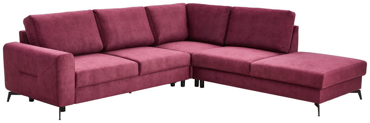 ECKSOFA Bordeaux Chenille  - Bordeaux/Schwarz, KONVENTIONELL, Textil/Metall (275/257cm) - Carryhome