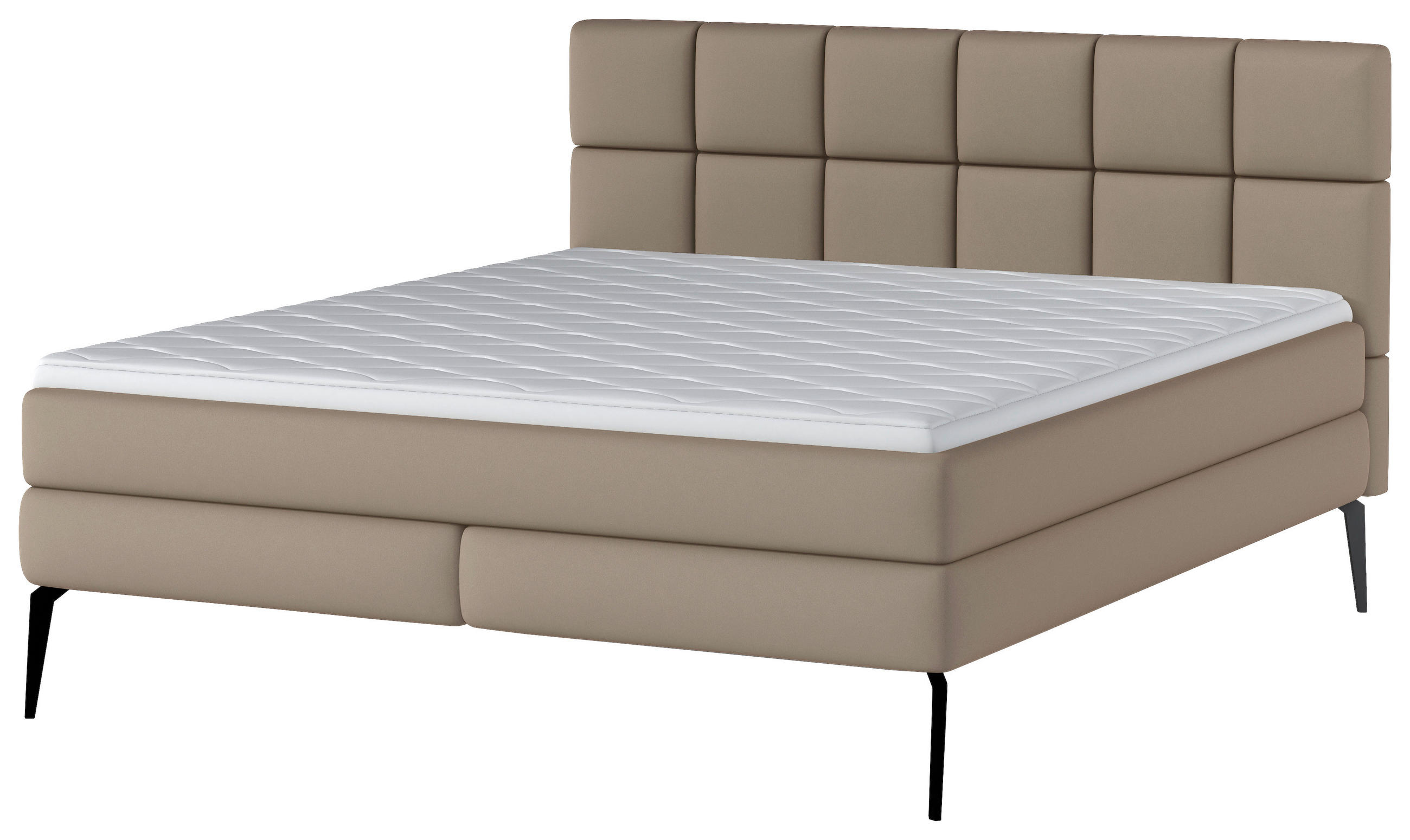 KONTINENTALSÄNG  i ljusbrun  - ljusbrun/svart, Modern, metall/trämaterial (180/200cm) - Vienna Royal Beds