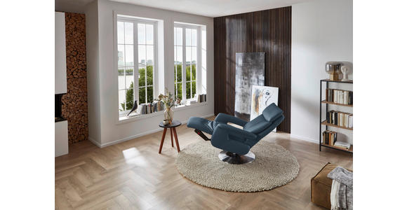 RELAXSESSEL in Leder Blau - Blau/Edelstahlfarben, Design, Leder/Metall (78/112/85cm) - Cantus