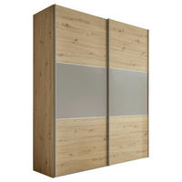 SCHWEBETÜRENSCHRANK 225/222/68 cm 2-türig Hellgrau, Eiche Artisan  - Hellgrau/Alufarben, Holzwerkstoff/Metall (225/222/68cm) - Moderano
