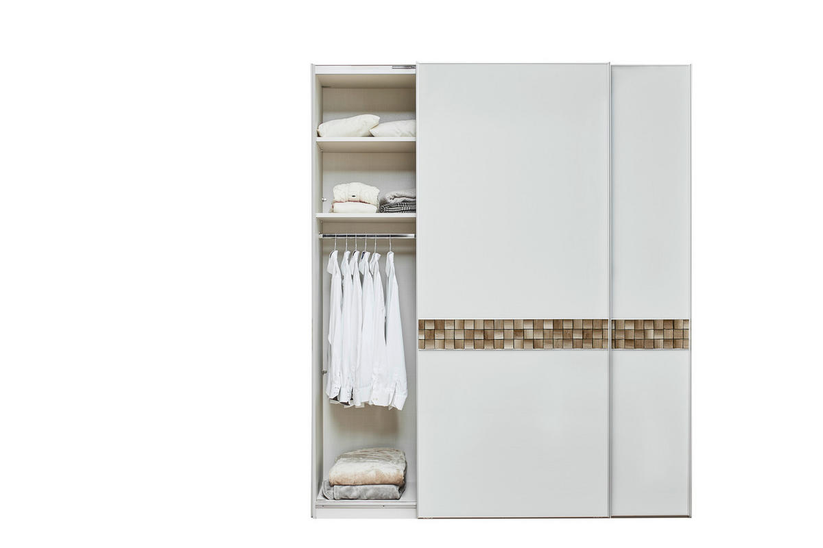 SCHWEBETÜRENSCHRANK 200/222/68 cm 2-türig Grau, Eiche dunkel  - Eiche dunkel/Alufarben, Design, Glas/Holz (200/222/68cm) - Dieter Knoll