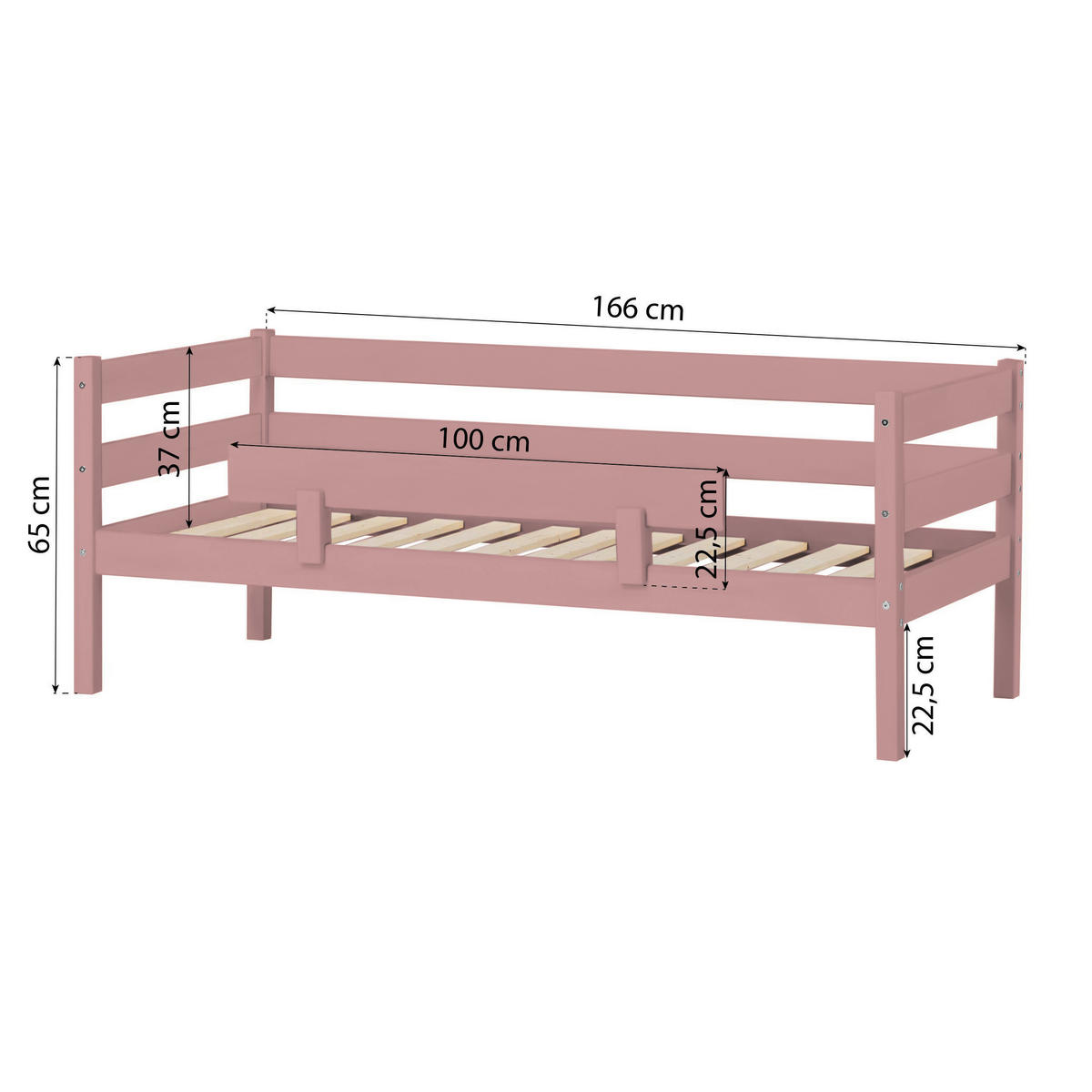 BETTSCHUTZGITTER  - Rosa, MODERN, Holz (100/22,5/4cm) - MID.YOU