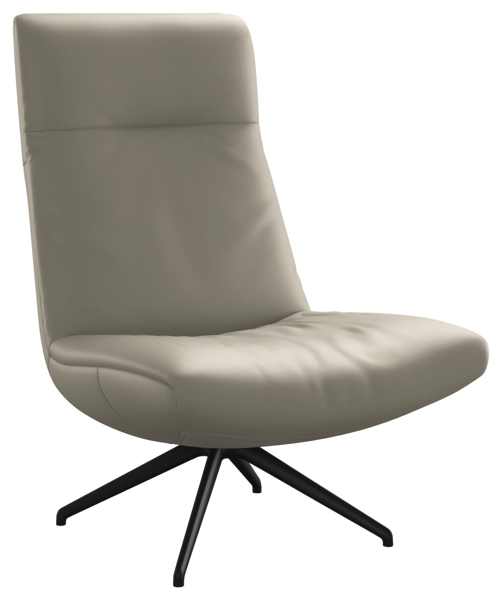 SESSEL in Echtleder Ecru  - Ecru/Schwarz, Modern, Leder/Metall (74/105/92cm) - Johann Jakob