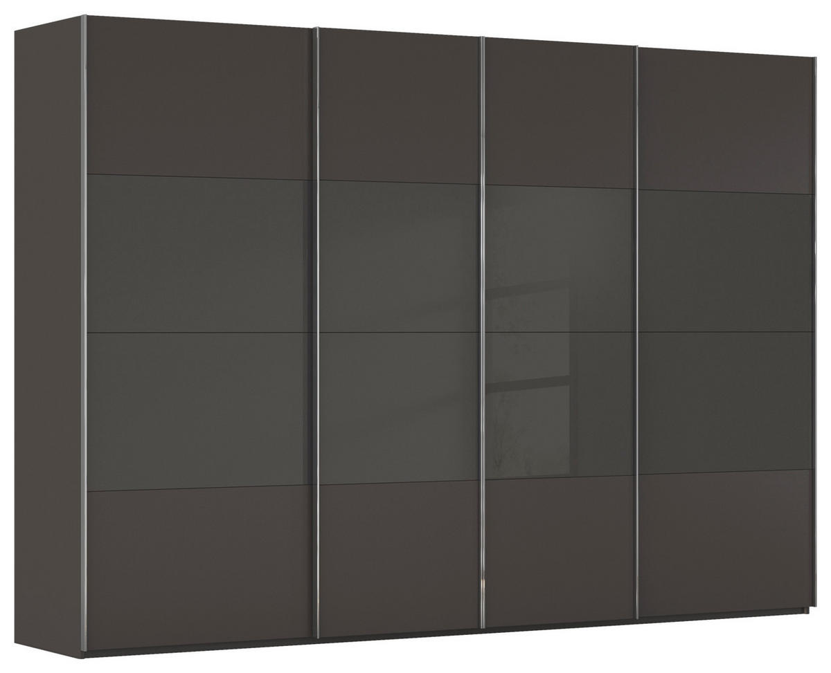 SCHWEBETÜRENSCHRANK 316/235/68 cm 4-türig Graphitfarben, Schwarz  - Chromfarben/Graphitfarben, KONVENTIONELL, Glas/Holzwerkstoff (316/235/68cm) - Novel