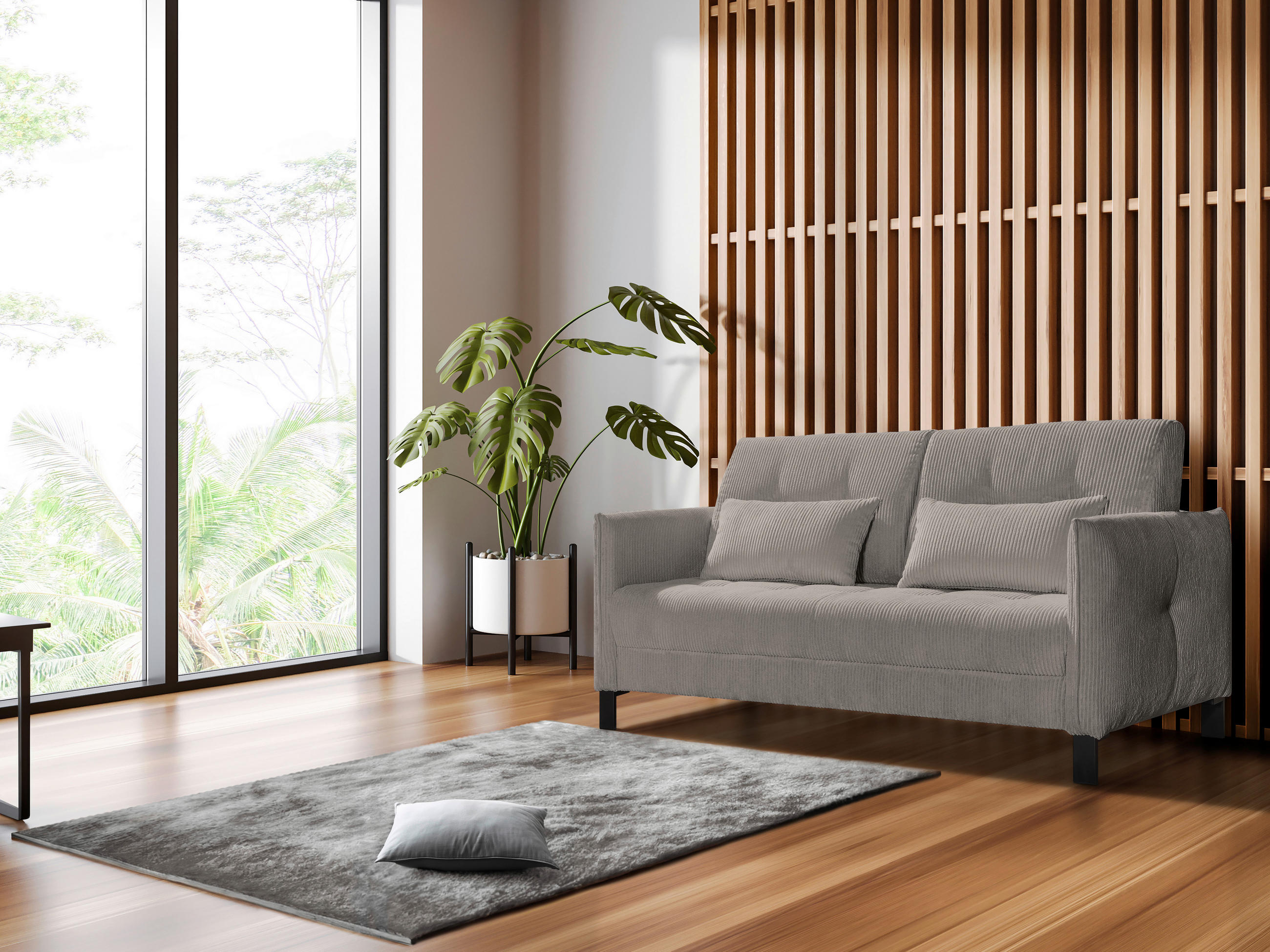 SCHLAFSOFA Cord Cappuccino  - Schwarz/Cappuccino, Design, Textil/Metall (170/88/110cm) - Novel