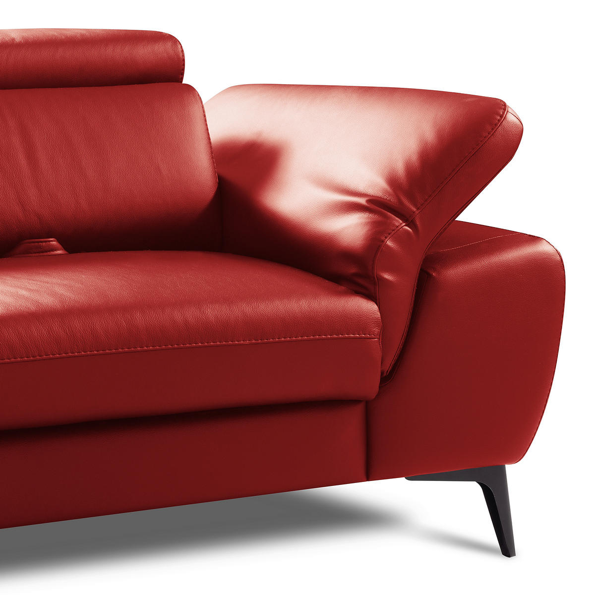 ECKSOFA Rot Echtleder Lederlook Bettkasten, Schlaffunktion, Rücken echt, Armteilverstellung, Kopfteilverstellung, Sitztiefenverstellung  - Rot/Schwarz, Design, Leder/Textil (220/274cm) - Livetastic