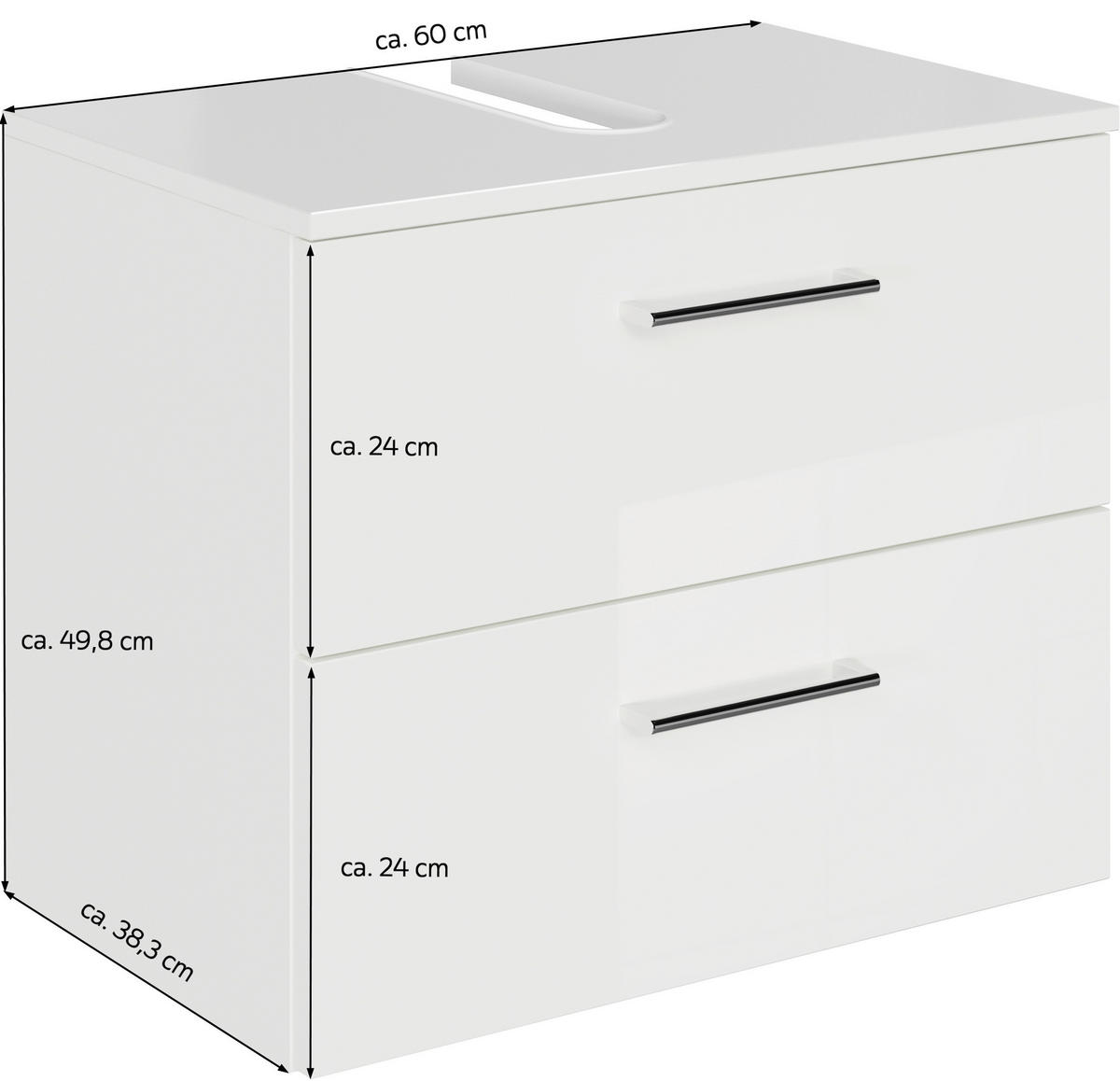 WASCHBECKENUNTERSCHRANK 60/49,8/38,3 cm  - Chromfarben/Wildeiche, KONVENTIONELL, Holzwerkstoff/Metall (60/49,8/38,3cm) - Sadena