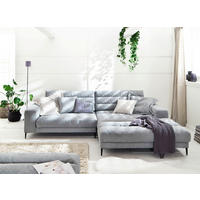 ECKSOFA in Flachgewebe Hellblau  - Schwarz/Hellblau, Design, Textil/Metall (296/207cm) - Dieter Knoll