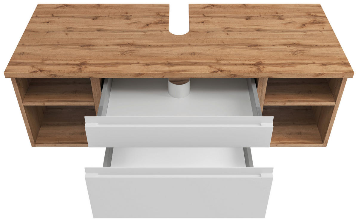 WASCHBECKENUNTERSCHRANK 120/41/47 cm  - Weiss/Eiche Wotan, Modern, Holzwerkstoff (120/41/47cm) - Held