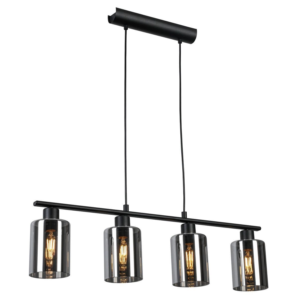 VISEČA SVETILKA     78/11/110 cm        4 x 25 W E27 - črna, Konvencionalno, kovina/umetna masa (78/11/110cm) - Novel
