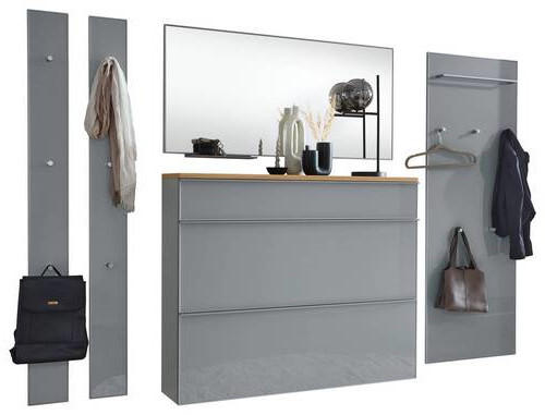 GARDEROBE 6-teilig  in 260/195/31 cm  - Grau, Design, Glas/Holz (260/195/31cm)