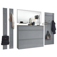 GARDEROBE 6-teilig  in 260/195/31 cm  - Grau, Design, Glas/Holz (260/195/31cm)