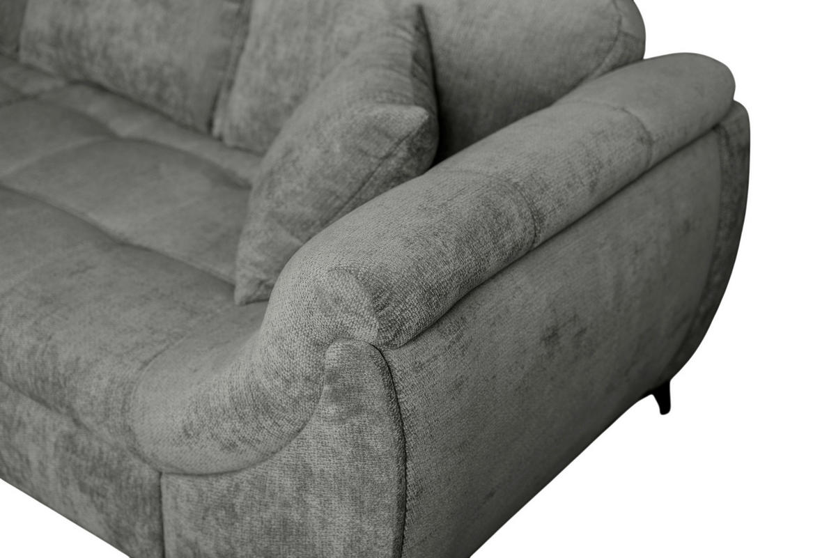 ECKSOFA LIVANO Grau Chenille Liegefläche im Originalstoff  - Schwarz/Grau, Design, Textil/Metall (190/250cm) - P & B