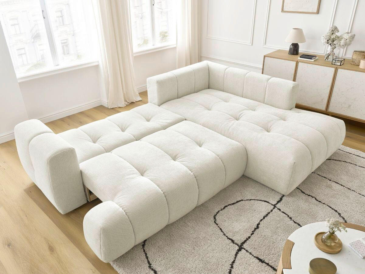 ECKSCHLAFSOFA FUJI Leinenoptik Beige  inkl.  - Beige/Schwarz, MODERN, Kunststoff/Textil (282/204cm)