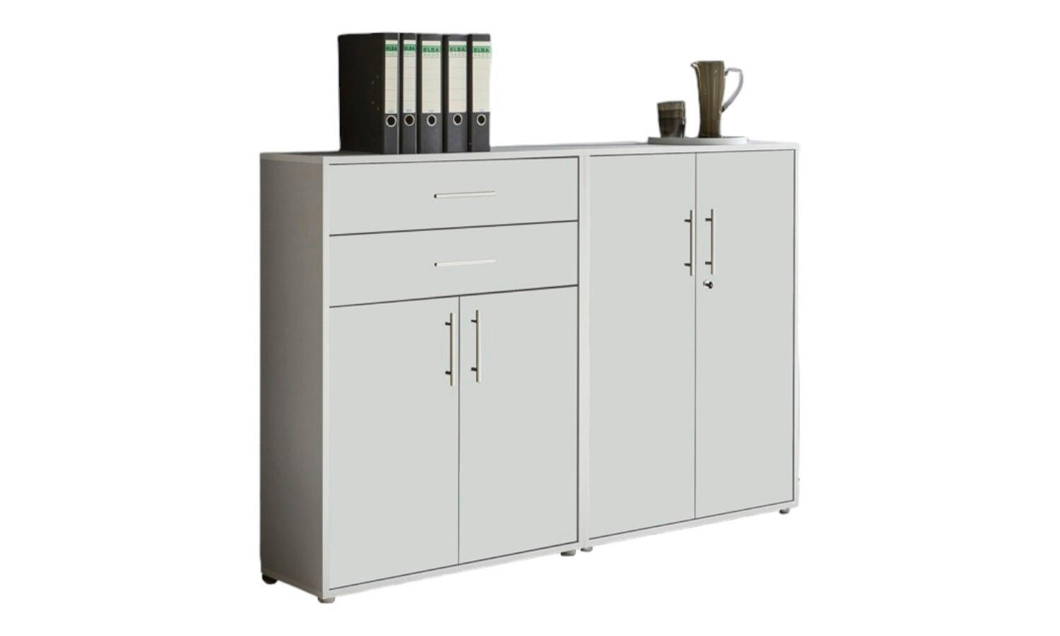 AKTENSCHRANK Grau, Weiß  - Weiß/Grau, MODERN, Holzwerkstoff (168,8/113,6/33cm) - MID.YOU