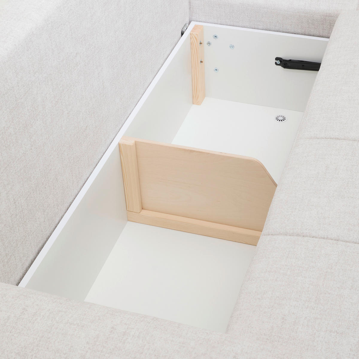 ECKSOFA Naturfarben Mikrofaser  - Schwarz/Naturfarben, KONVENTIONELL, Kunststoff/Textil (295/169cm) - Carryhome