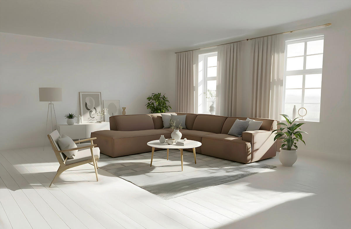 SOFFA i manchester brun  - brun, Klassisk, metall/trä (242/300cm) - Novel