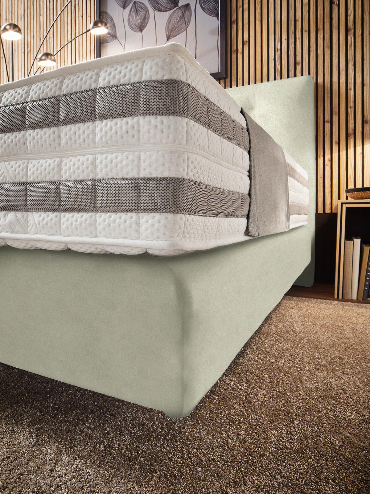 BOXSPRINGBETT 160/200 cm  in Ecru  - Ecru, KONVENTIONELL, Holz/Textil (160/200cm) - Dieter Knoll