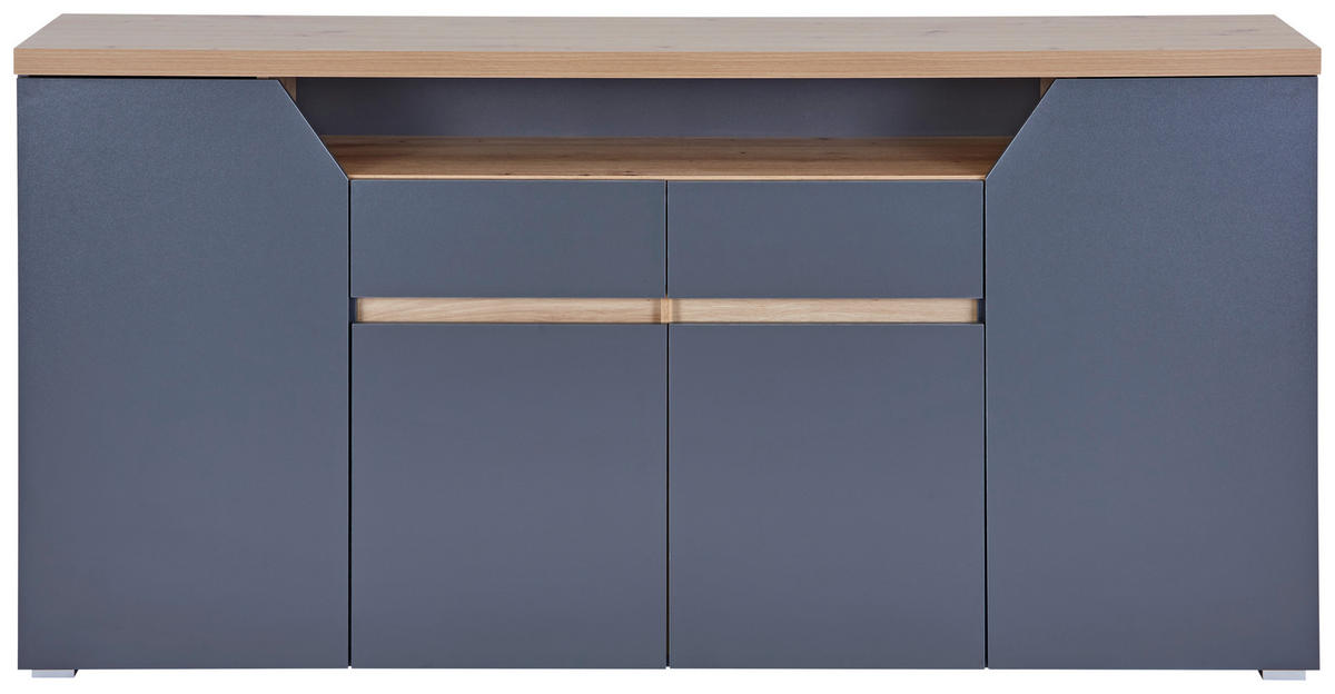 KOMODA, antracit, hrast artisan  - bela/antracit, Moderno, leseni material (180,5/91,6/40cm) - MID.YOU