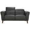 2-SITZER-SOFA Grau Echtleder  - Grau, KONVENTIONELL, Leder/Holz (164/92,5/96,5cm) - MID.YOU