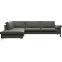ECKSOFA Dunkelgrau Echtleder  - Dunkelgrau/Schwarz, Design, Leder/Metall (225/279cm) - Livetastic