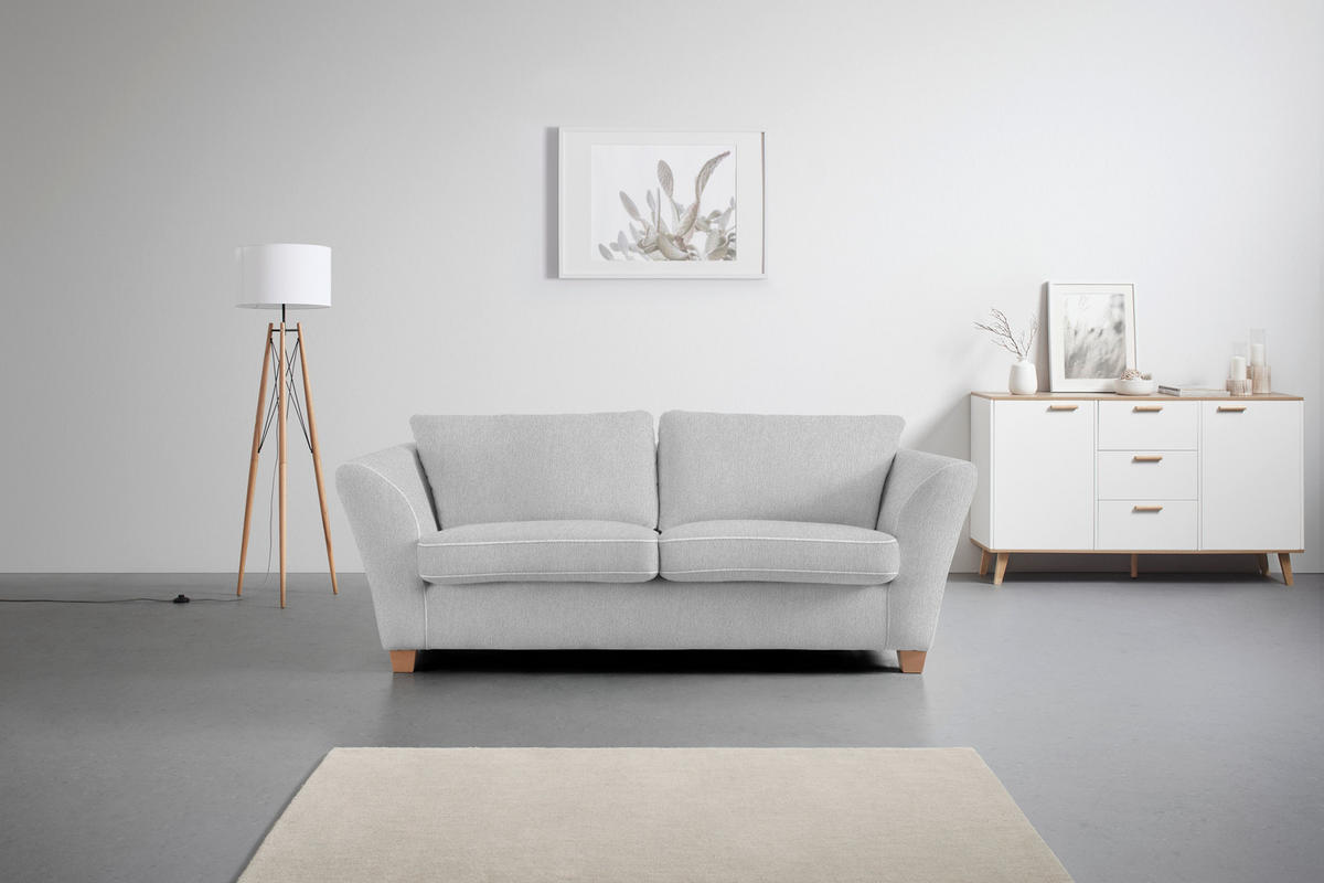 3-SITS SOFFA i chenille silver  - silver/naturfärgad, trä/textil (216/70-85/95cm) - MID.YOU