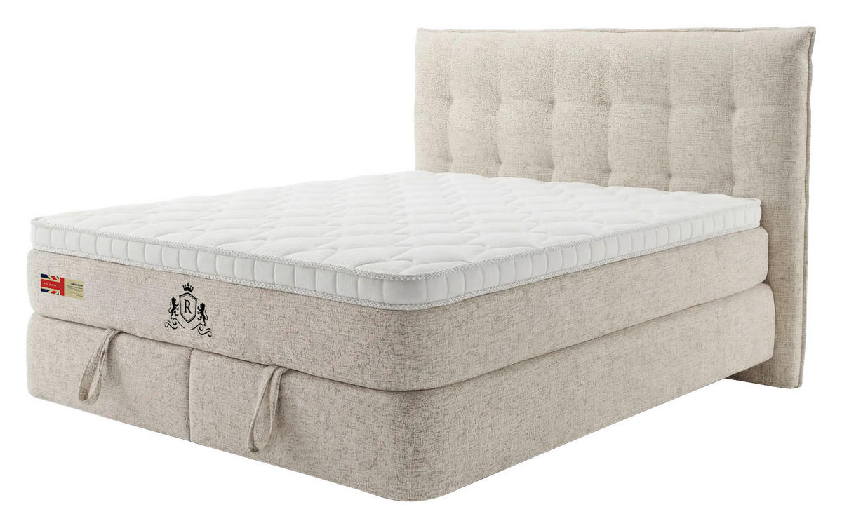 Pat Boxspring, 160/200 cm, bej - bej/negru, Basics, metal/textil (160/200cm) - Voleo