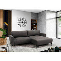ECKSOFA Braun Flachgewebe  - Schwarz/Braun, Design, Textil/Metall (240/163cm) - MID.YOU