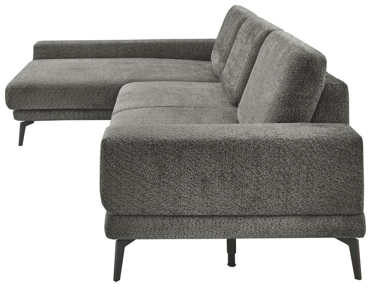 ECKSOFA Anthrazit Chenille  - Anthrazit/Schwarz, KONVENTIONELL, Textil/Metall (184/294cm) - SetOne by Musterring