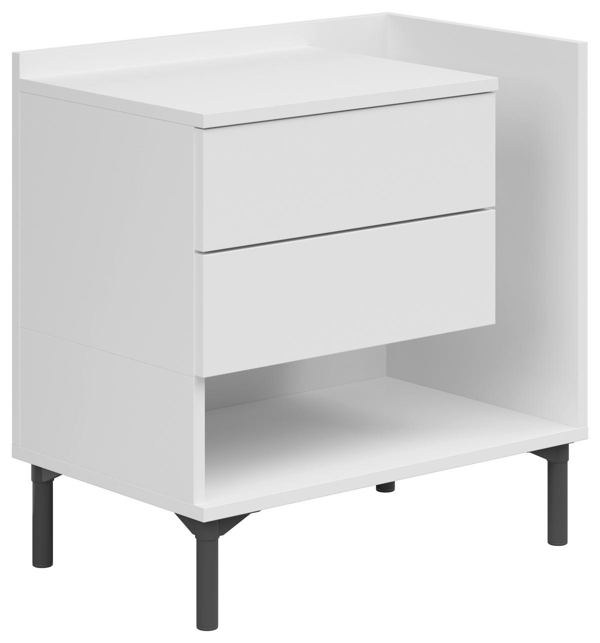 NACHTKÄSTCHEN 60/62/38 cm  in Weiß  - Graphitfarben/Weiß, Design, Holzwerkstoff/Kunststoff (60/62/38cm) - Lomoco