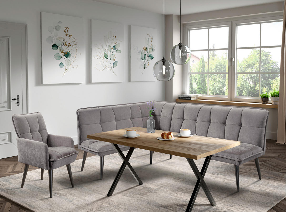 KLUPA KUTNA  sivo-smeđa  drvo, tekstil, drvni materijal      - sivo-smeđa/crna, Moderno, drvni materijal/drvo (240/161cm) - Livetastic