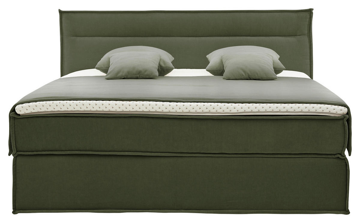 BOXSPRINGBETT 180/200 cm  in Olivgrün  - Schwarz/Olivgrün, Design, Textil (180/200cm) - Musterring