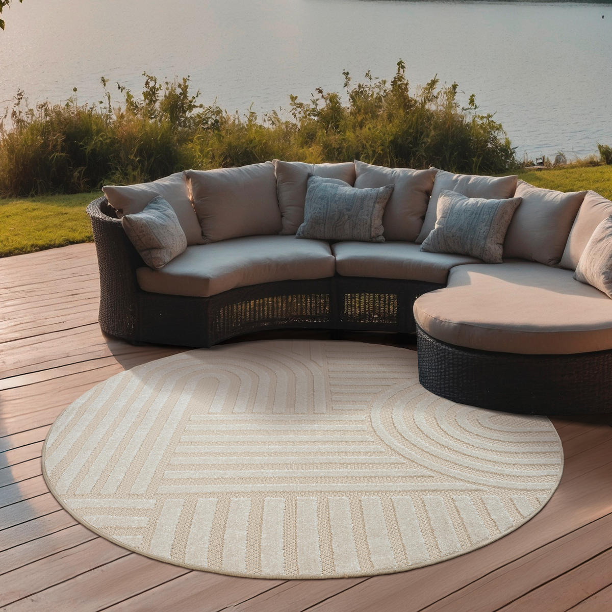 OUTDOORTEPPICH 150 cm Berlin Creme  - Creme, KONVENTIONELL, Kunststoff/Textil (150cm) - Novel