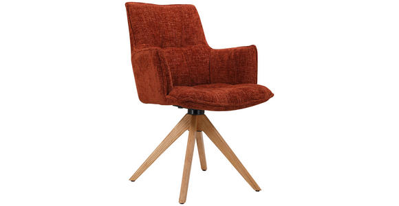 ARMLEHNSTUHL in Eisen Chenille - Eichefarben/Rostfarben, Design, Holz/Textil (59,5/88,5/63cm) - Novel