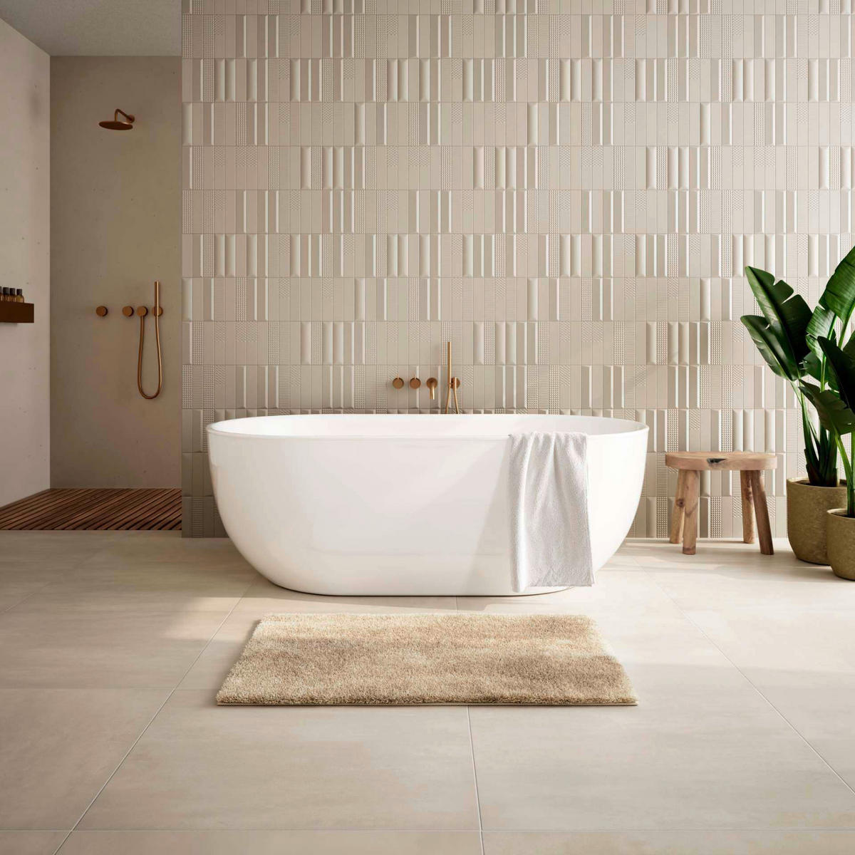 BADEMATTE Beige 60/100 cm  - Beige, Basics, Kunststoff/Textil (60/100cm) - Grund