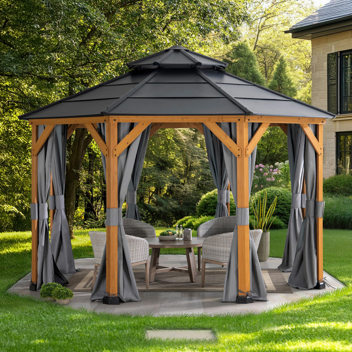 PAVILLON-SEITENTEIL  - Grau, Basics, Textil (147/228cm) - Modante