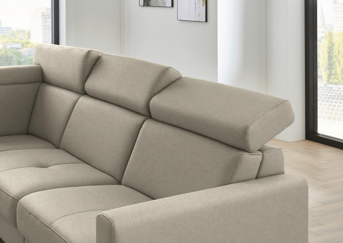 ECKSOFA Flachgewebe Sahara  - Schwarz/Sahara, Konventionell, Textil/Metall (214/276cm) - Beldomo System