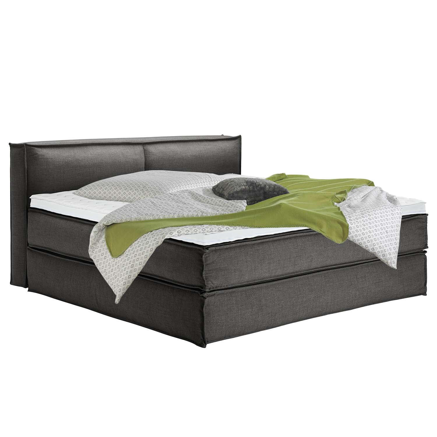 BOXSPRINGBETT 200/220 cm  in Anthrazit  - Anthrazit/Schwarz, Design, Textil (200/220cm) - home24