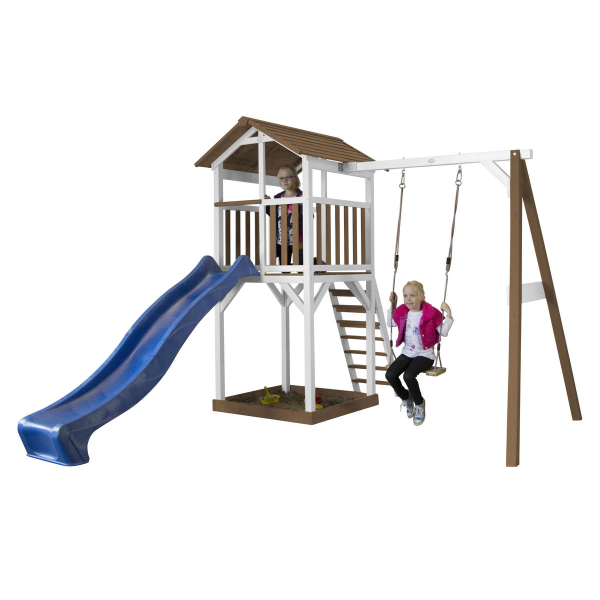 AXI BEACH TOWER SINGLE SWING 283,60/241.9/349 cm  - Blau/Braun, KONVENTIONELL, Holz (283,60/241.9/349cm) - Ambia Garden